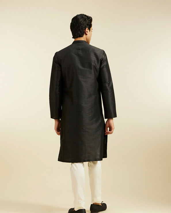 alt message - Diwas Men Midnight Black Bel Kurta with Sequin Work image number 4