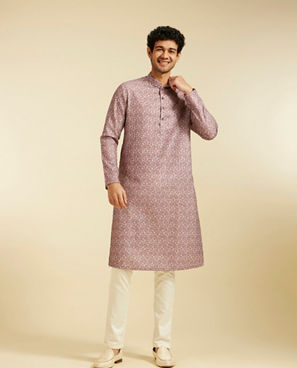Diwas Men Dusty Pink Diamond Printed Kurta
