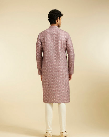 Diwas Men Dusty Pink Diamond Printed Kurta