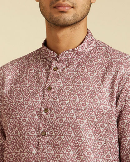 Diwas Men Dusty Pink Diamond Printed Kurta