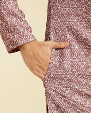 Diwas Men Dusty Pink Diamond Printed Kurta