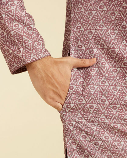 Diwas Men Dusty Pink Diamond Printed Kurta