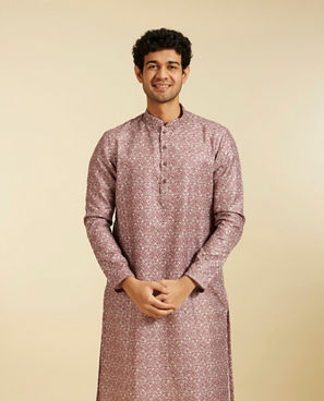 Diwas Men Dusty Pink Diamond Printed Kurta