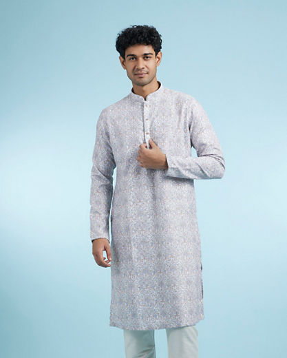 Diwas Men Grey Elegance Kurta