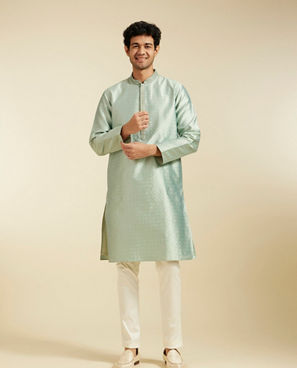 Diwas Men Enchanting Light Mid Green Kurta Pajama
