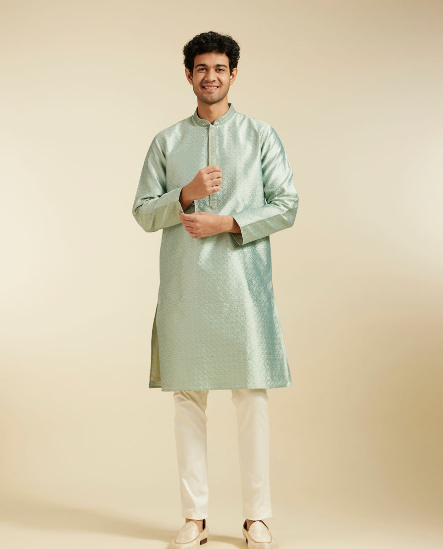 Diwas Men Enchanting Light Mid Green Kurta Pajama