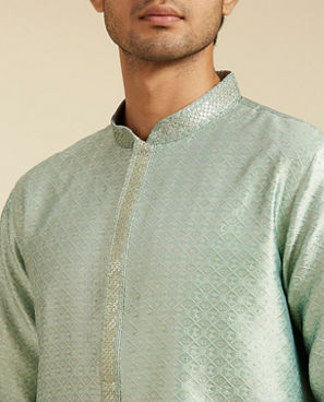 Diwas Men Enchanting Light Mid Green Kurta Pajama
