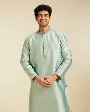 Diwas Men Enchanting Light Mid Green Kurta Pajama