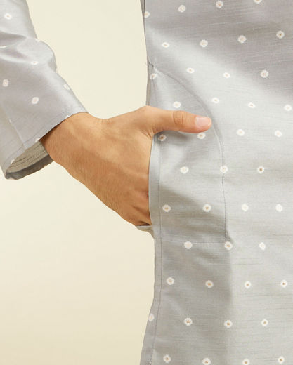Diwas Men Smoke Grey Bandhani Inspired Pattern Kurta Pajama