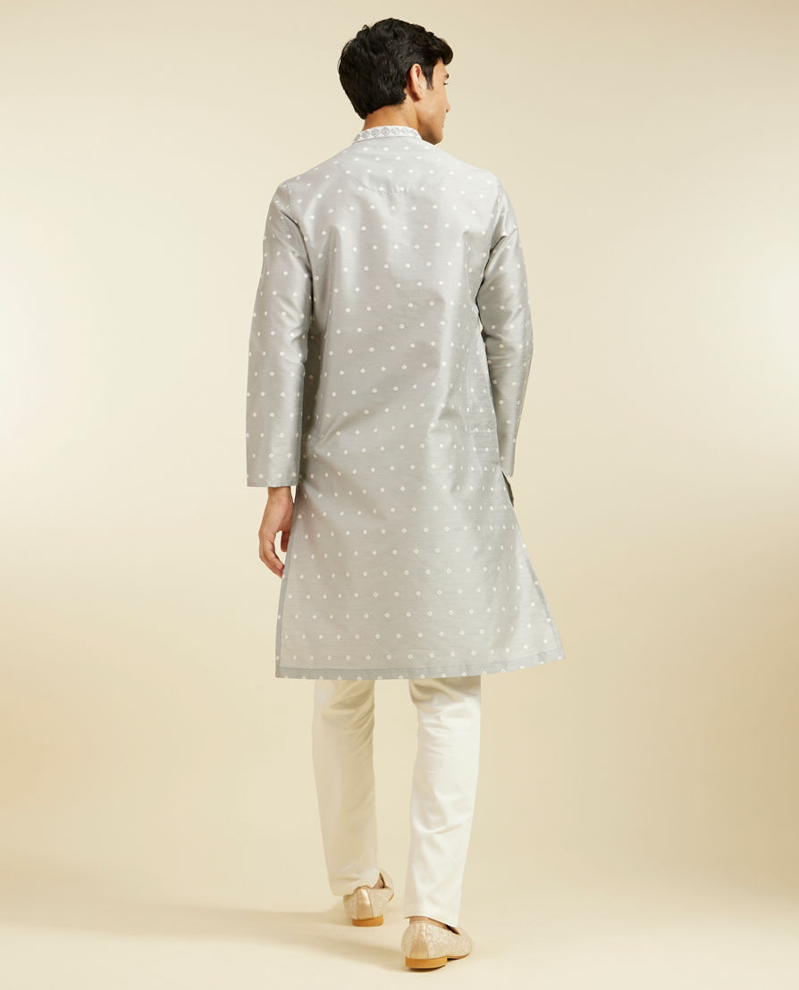 Diwas Men Smoke Grey Bandhani Inspired Pattern Kurta Pajama