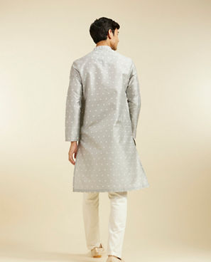 Diwas Men Smoke Grey Bandhani Inspired Pattern Kurta