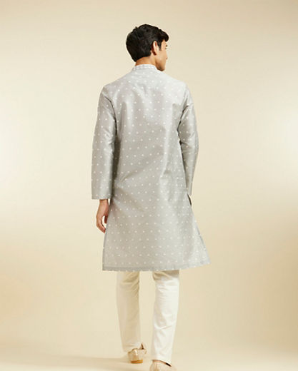 Diwas Men Smoke Grey Bandhani Inspired Pattern Kurta