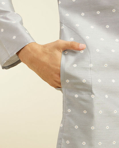 Diwas Men Smoke Grey Bandhani Inspired Pattern Kurta