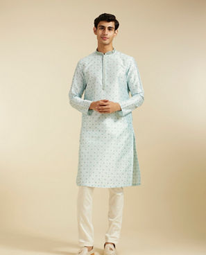 Diwas Men Glistening Light Blue Kurta