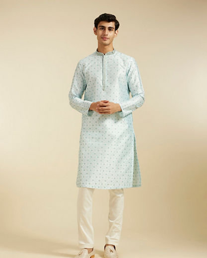 Diwas Men Glistening Light Blue Kurta