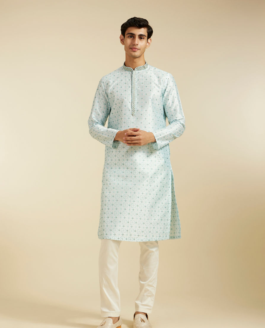 Diwas Men Glistening Light Blue Kurta