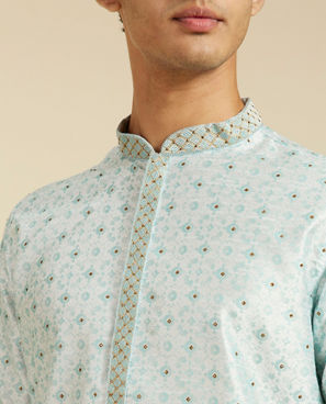 Diwas Men Glistening Light Blue Kurta