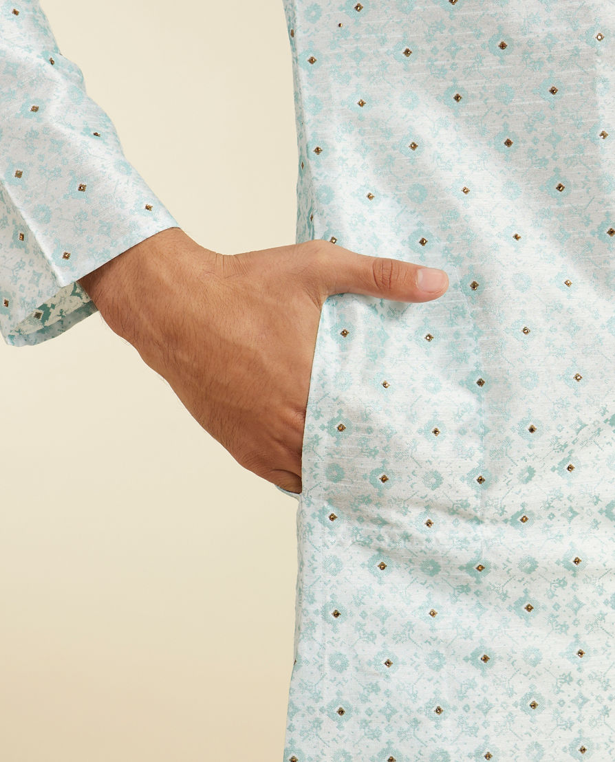 Diwas Men Glistening Light Blue Kurta