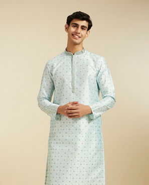 Diwas Men Glistening Light Blue Kurta