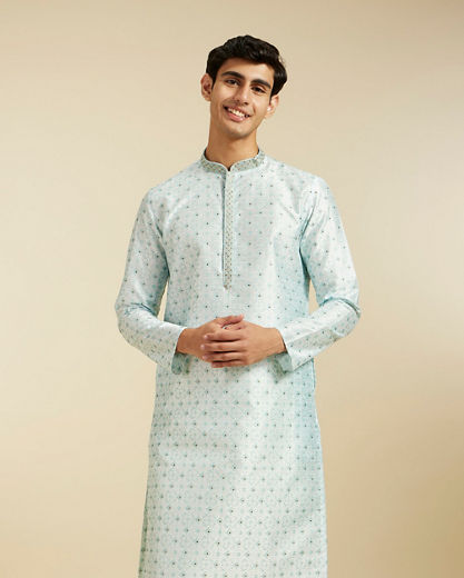Diwas Men Glistening Light Blue Kurta