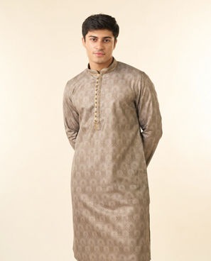 Diwas Men Pista Green Blended Cotton Printed Fancy Kurta