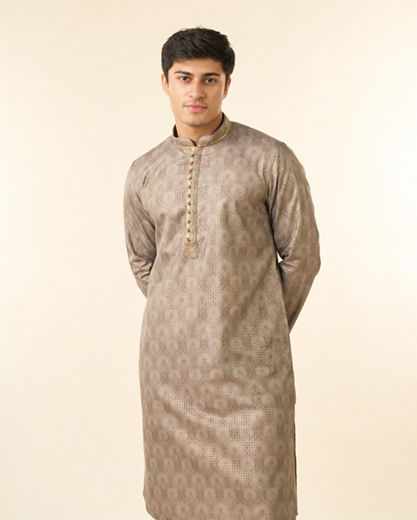 Diwas Men Pista Green Blended Cotton Printed Fancy Kurta