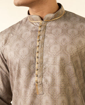 Diwas Men Pista Green Blended Cotton Printed Fancy Kurta