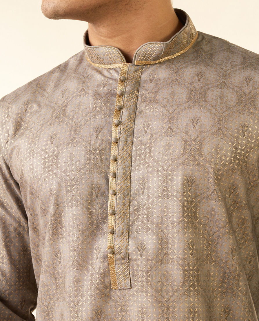 Diwas Men Pista Green Blended Cotton Printed Fancy Kurta