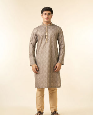 Diwas Men Pista Green Blended Cotton Printed Fancy Kurta