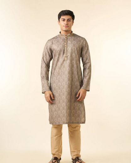 Diwas Men Pista Green Blended Cotton Printed Fancy Kurta