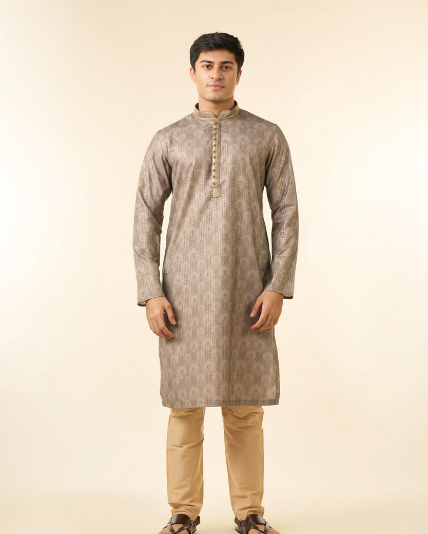 Diwas Men Pista Green Blended Cotton Printed Fancy Kurta