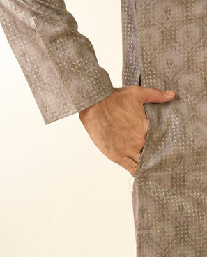 Diwas Men Pista Green Blended Cotton Printed Fancy Kurta