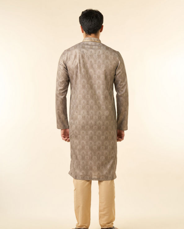 Diwas Men Pista Green Blended Cotton Printed Fancy Kurta