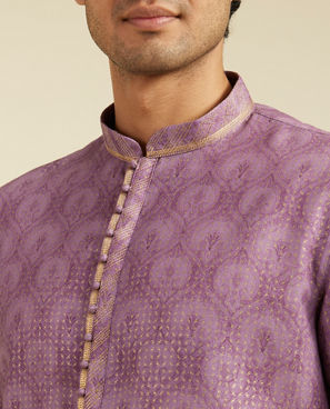 Diwas Men Royal Lilac Medallion Printed Kurta