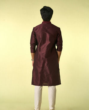 Diwas Men Wine Elegance Kurta Pyjama