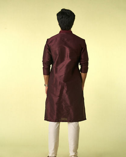 Diwas Men Wine Elegance Kurta Pyjama