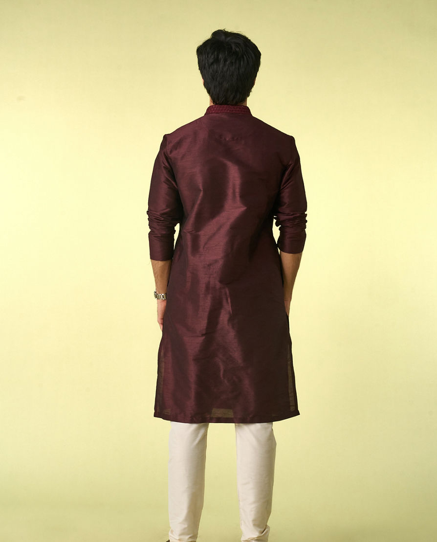 Diwas Men Wine Elegance Kurta Pyjama