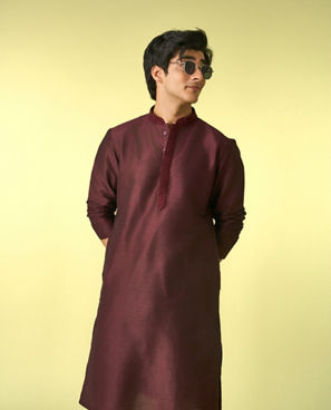 Diwas Men Wine Elegance Kurta Pyjama
