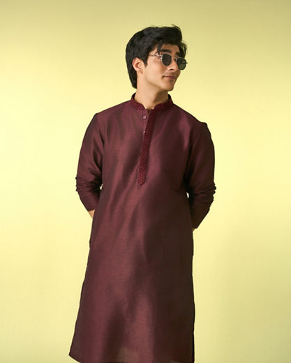 Diwas Men Wine Elegance Kurta Pyjama