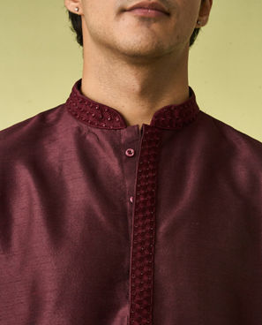 Diwas Men Wine Elegance Kurta Pyjama