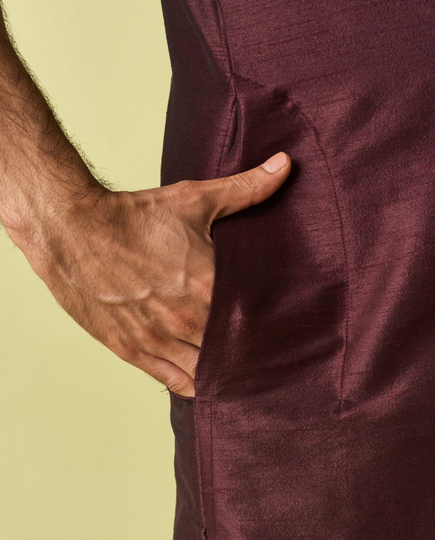 Diwas Men Wine Elegance Kurta Pyjama
