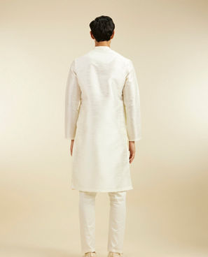 Diwas Men Warm White Self Textured Kurta
