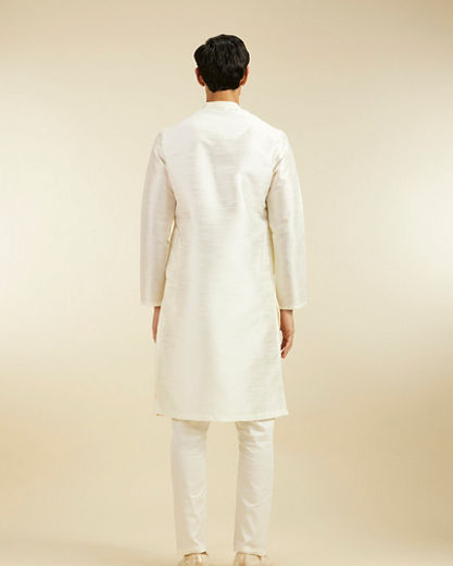 Diwas Men Warm White Self Textured Kurta