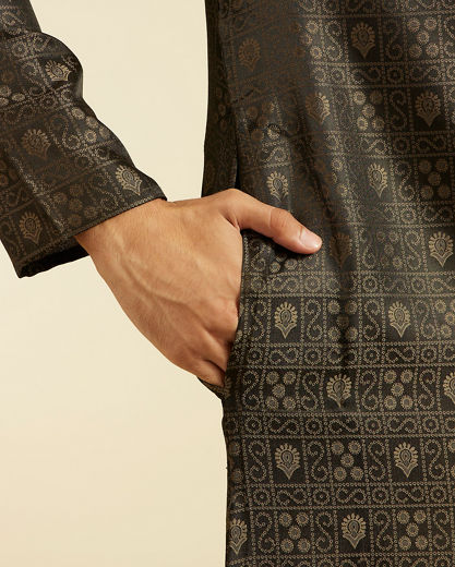 Diwas Men Olive Green Printed Kurta Set with Imperial Motifs