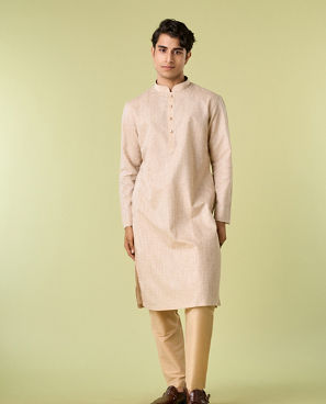Diwas Men Beige Blended Cotton Kurta