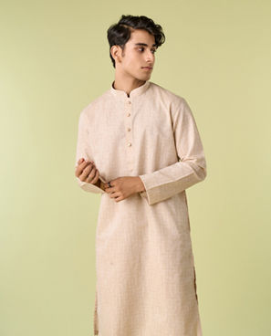 Diwas Men Beige Blended Cotton Kurta