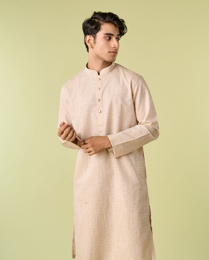 Diwas Men Beige Blended Cotton Kurta