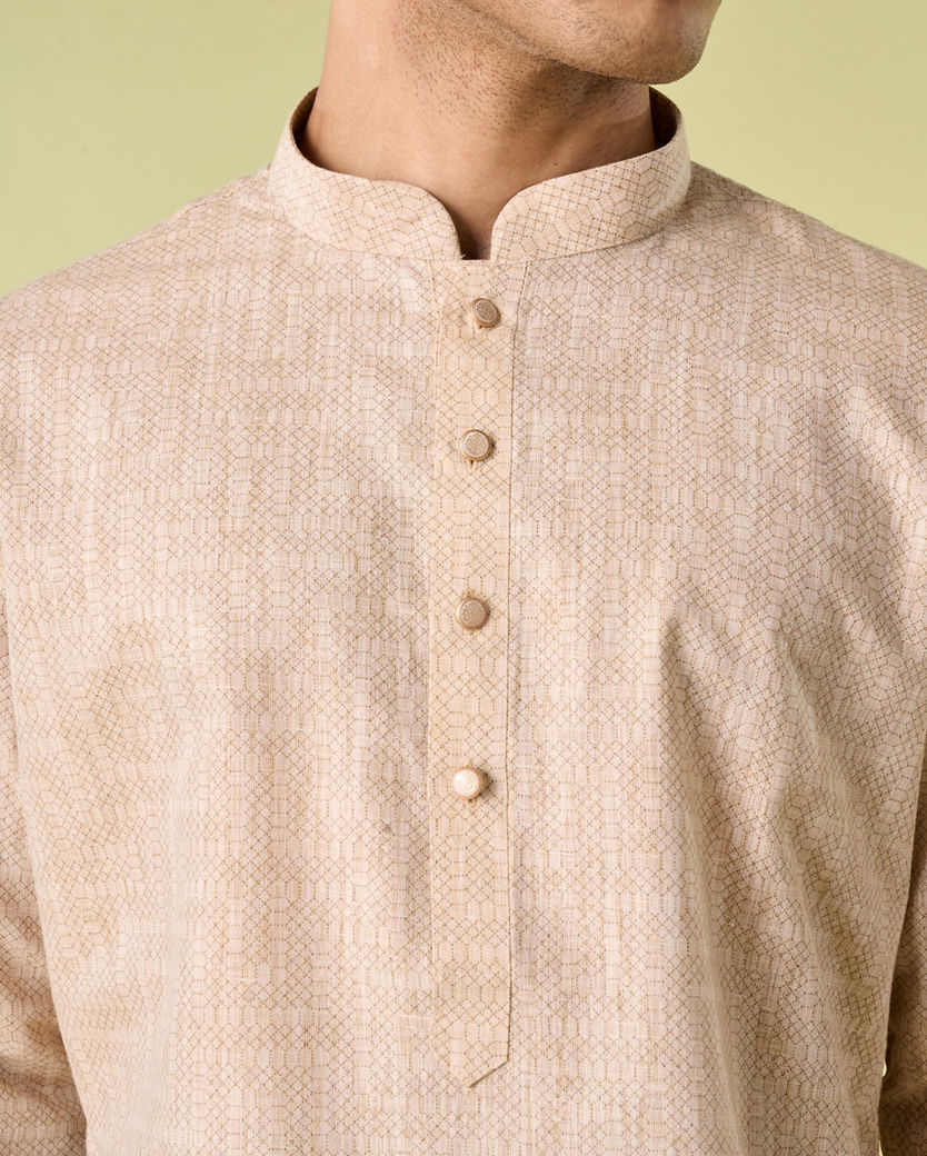 Diwas Men Beige Blended Cotton Kurta