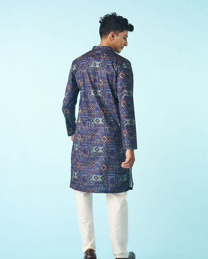 Diwas Men Dark Blue Regal Kurta