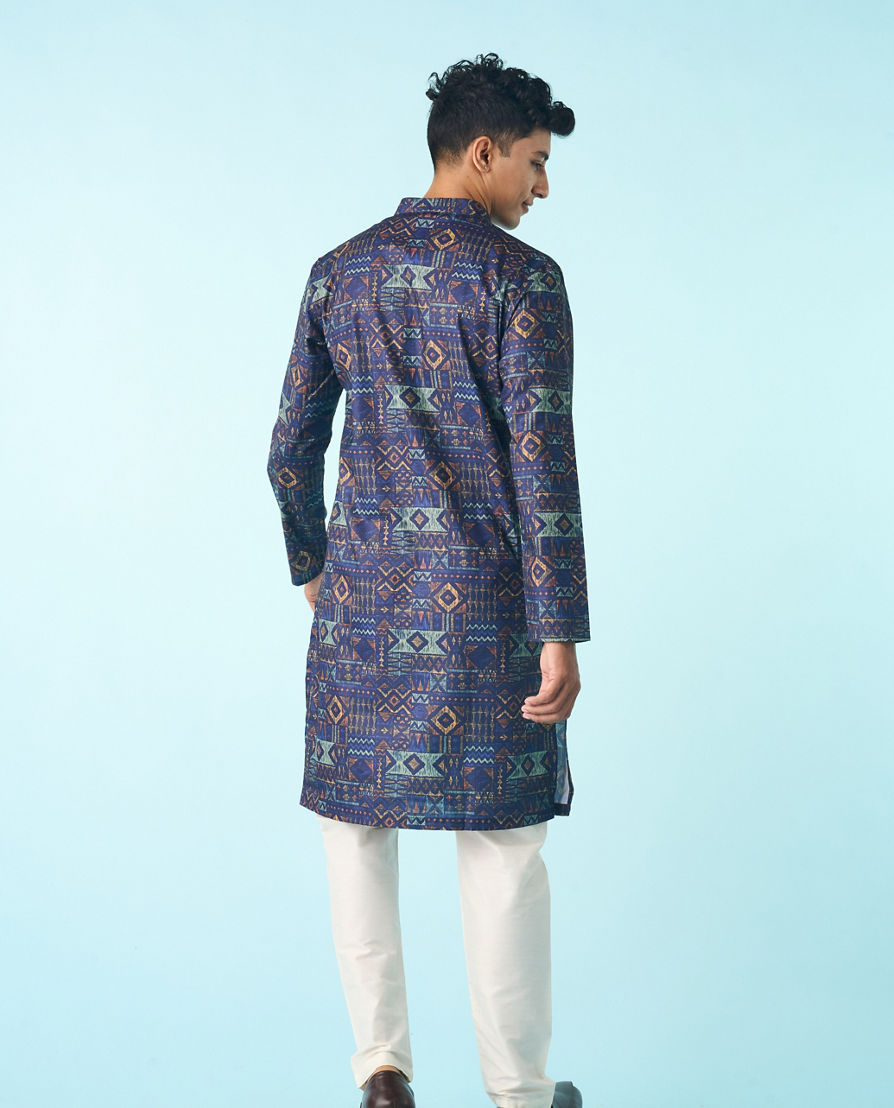 Diwas Men Dark Blue Regal Kurta